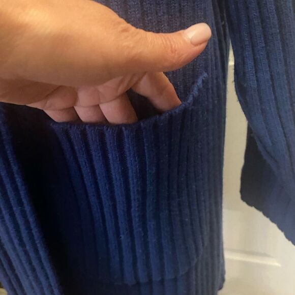 Valerie Louthan 100% pure cashmere rich blue open front cardigan, S-L - Picture 6 of 10